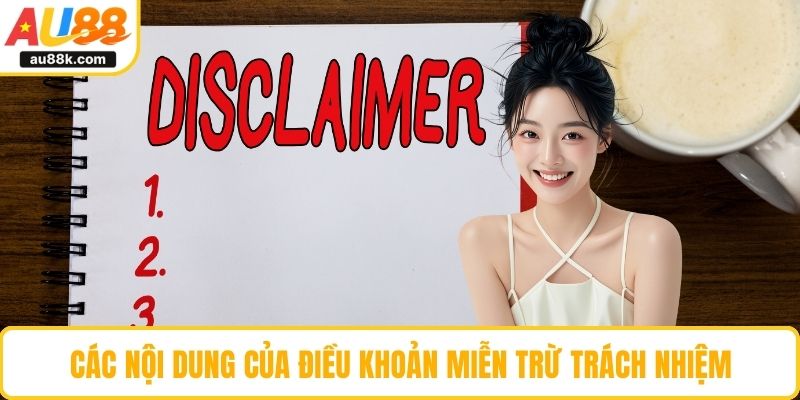 Các nội dung của điều khoản miễn trừ trách nhiệm